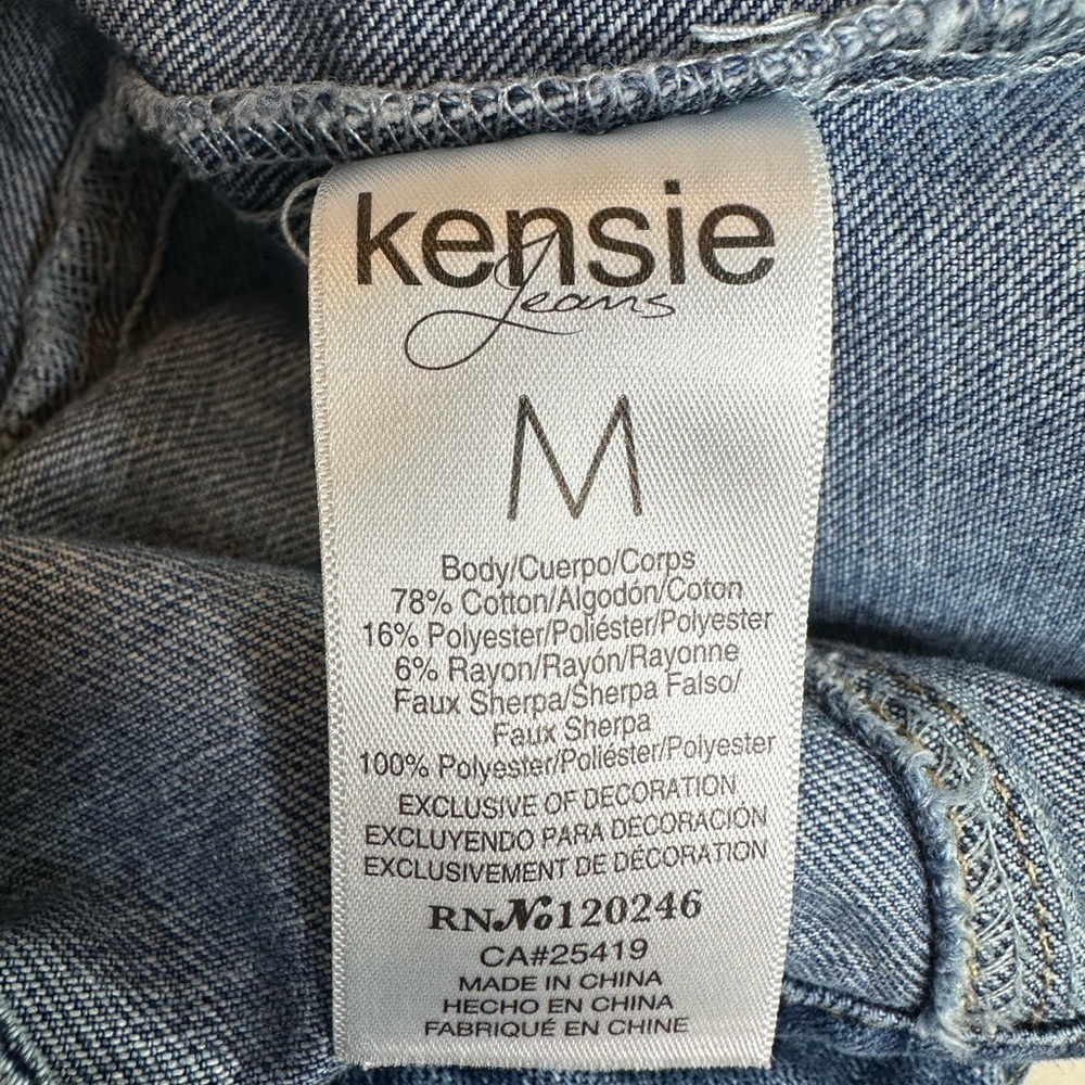 Kensie Blue Denim Jacket with Faux Sherpa Collar - Picture 9 of 9